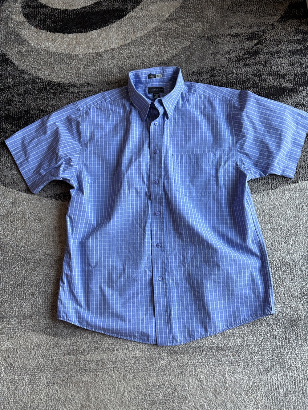 Denver Hayes Blue Plaid Cotton Button-Down Shirt Size L